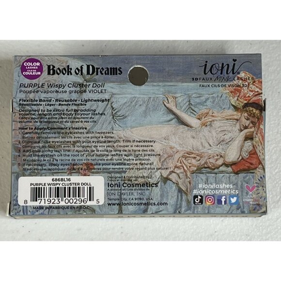 Ioni 3D Faux Mink Lashes – Purple Wispy Cluster Doll Book of Dreams Handmade - Picture 4 of 5